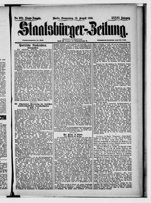 Staatsbürger-Zeitung on Aug 16, 1900