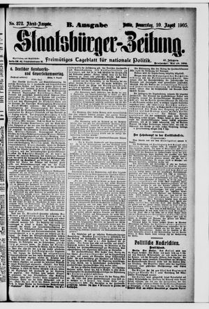 Staatsbürger-Zeitung on Aug 10, 1905