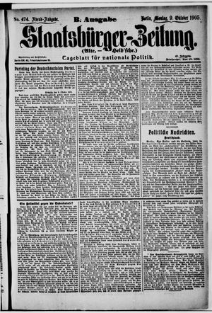 Staatsbürger-Zeitung on Oct 9, 1905