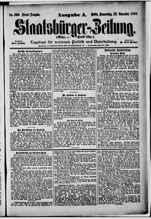 Staatsbürger-Zeitung on Nov 23, 1905