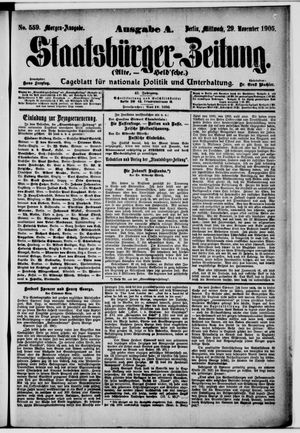 Staatsbürger-Zeitung on Nov 29, 1905