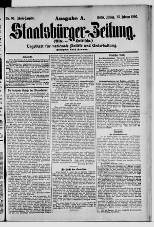 Staatsbürger-Zeitung on Feb 23, 1906