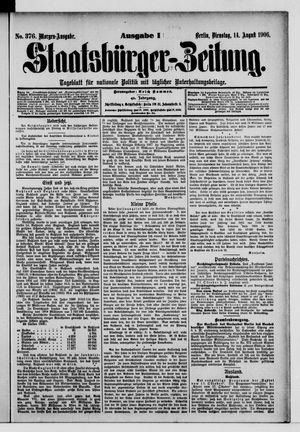 Staatsbürger-Zeitung on Aug 14, 1906