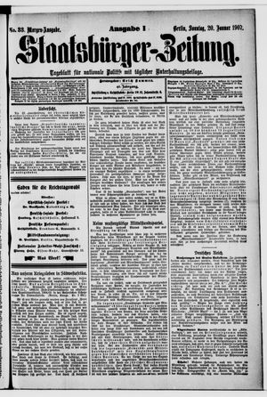 Staatsbürger-Zeitung on Jan 20, 1907