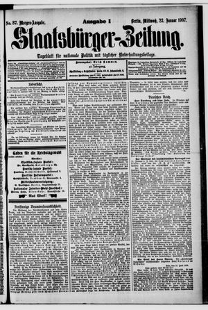 Staatsbürger-Zeitung on Jan 23, 1907