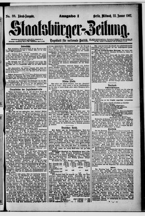 Staatsbürger-Zeitung on Jan 23, 1907