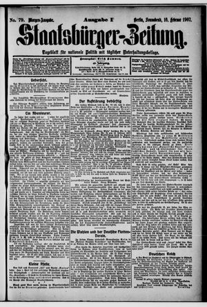 Staatsbürger-Zeitung on Feb 16, 1907