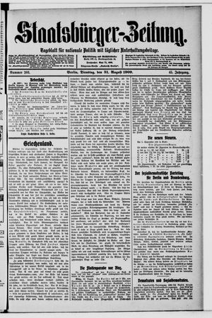 Staatsbürger-Zeitung vom 31.08.1909