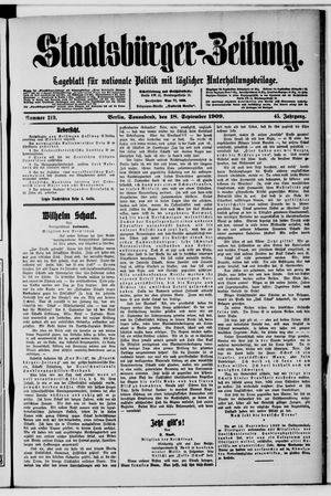 Staatsbürger-Zeitung vom 18.09.1909