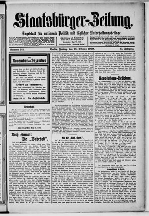 Staatsbürger-Zeitung vom 15.10.1909
