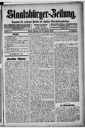 Staatsbürger-Zeitung on Jan 21, 1910