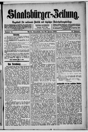 Staatsbürger-Zeitung on Jan 22, 1910