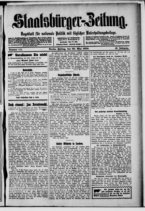 Staatsbürger-Zeitung on May 20, 1910