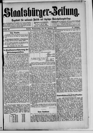Staatsbürger-Zeitung on Jan 19, 1911