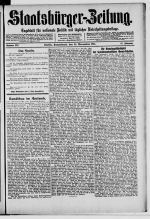 Staatsbürger-Zeitung vom 18.11.1911