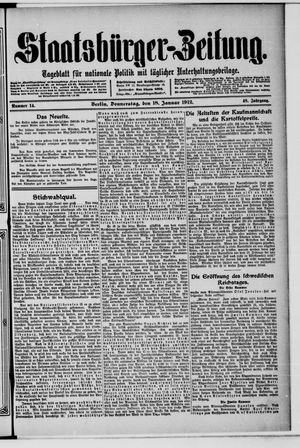 Staatsbürger-Zeitung on Jan 18, 1912