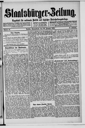 Staatsbürger-Zeitung on Jan 20, 1912