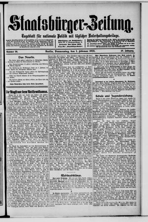 Staatsbürger-Zeitung on Feb 1, 1912