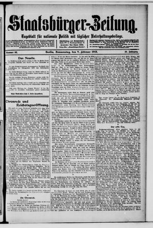 Staatsbürger-Zeitung on Feb 8, 1912
