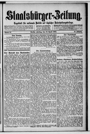 Staatsbürger-Zeitung on Apr 12, 1912