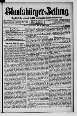 Staatsbürger-Zeitung on Apr 20, 1912