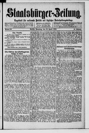 Staatsbürger-Zeitung on Apr 21, 1912