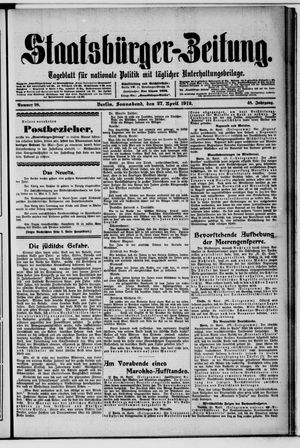 Staatsbürger-Zeitung on Apr 27, 1912