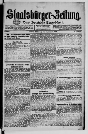Staatsbürger-Zeitung on Jan 1, 1913