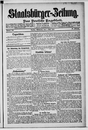 Staatsbürger-Zeitung on May 7, 1913