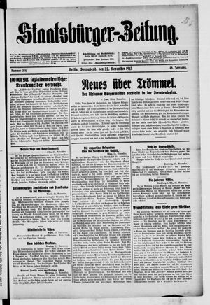 Staatsbürger-Zeitung on Nov 22, 1913