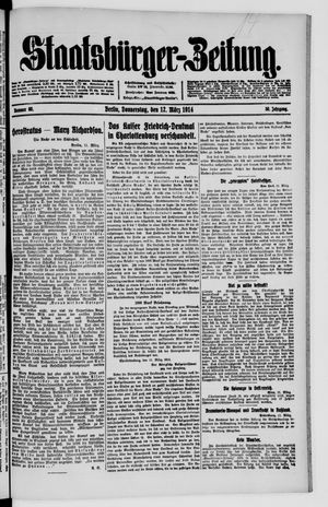 Staatsbürger-Zeitung on Mar 12, 1914