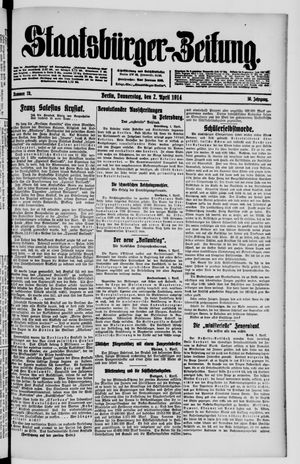 Staatsbürger-Zeitung on Apr 2, 1914