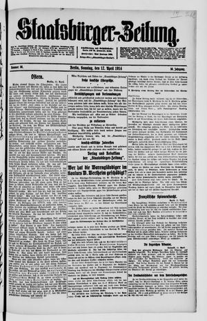 Staatsbürger-Zeitung on Apr 12, 1914