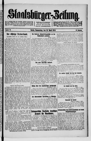 Staatsbürger-Zeitung on Apr 16, 1914