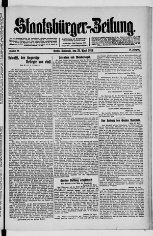 Staatsbürger-Zeitung on Apr 29, 1914