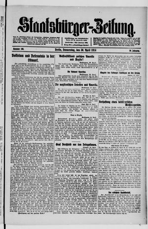Staatsbürger-Zeitung on Apr 30, 1914