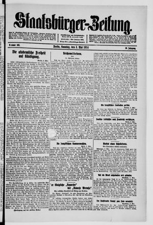 Staatsbürger-Zeitung on May 3, 1914