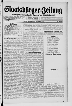 Staatsbürger-Zeitung vom 04.10.1914