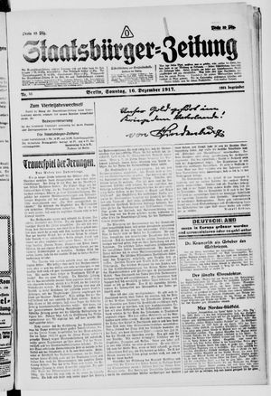 Staatsbürger-Zeitung vom 16.12.1917
