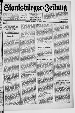 Staatsbürger-Zeitung on May 4, 1919