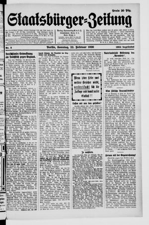Staatsbürger-Zeitung on Feb 22, 1920