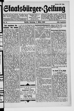 Staatsbürger-Zeitung on Mar 7, 1920
