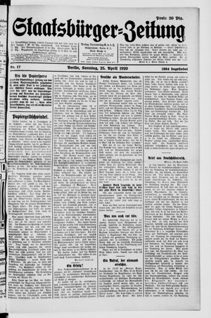 Staatsbürger-Zeitung on Apr 25, 1920