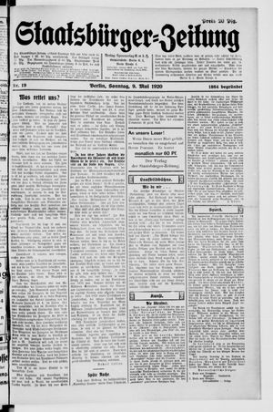 Staatsbürger-Zeitung on May 9, 1920