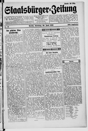 Staatsbürger-Zeitung on Jun 20, 1920