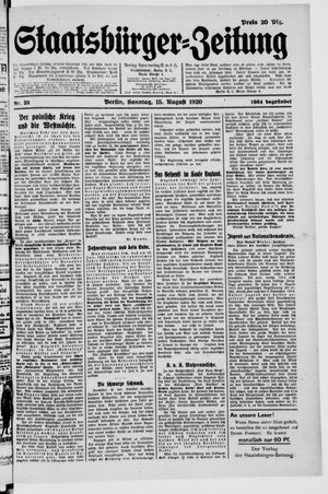 Staatsbürger-Zeitung vom 15.08.1920
