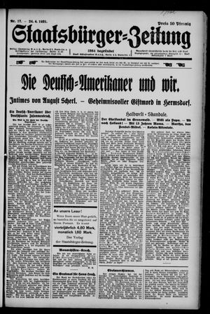 Staatsbürger-Zeitung on Apr 24, 1921