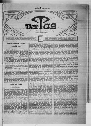 Der Tag vom 01.09.1909