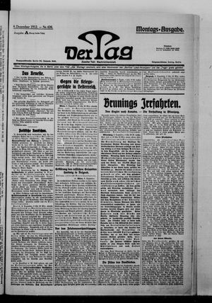 Der Tag vom 09.12.1912