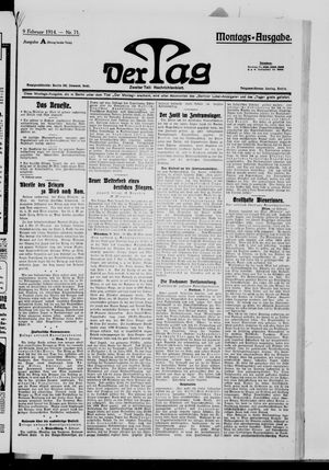 Der Tag vom 09.02.1914